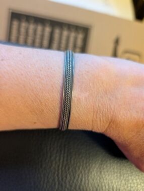 Artisan Handcrafted Sterling Silver Braided Cuff Bracelet Woven Rope Design 10g